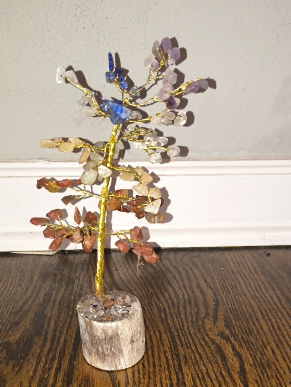 Gemstone Wire Tree Sculpture - Multi-Color Decorative Home Art
